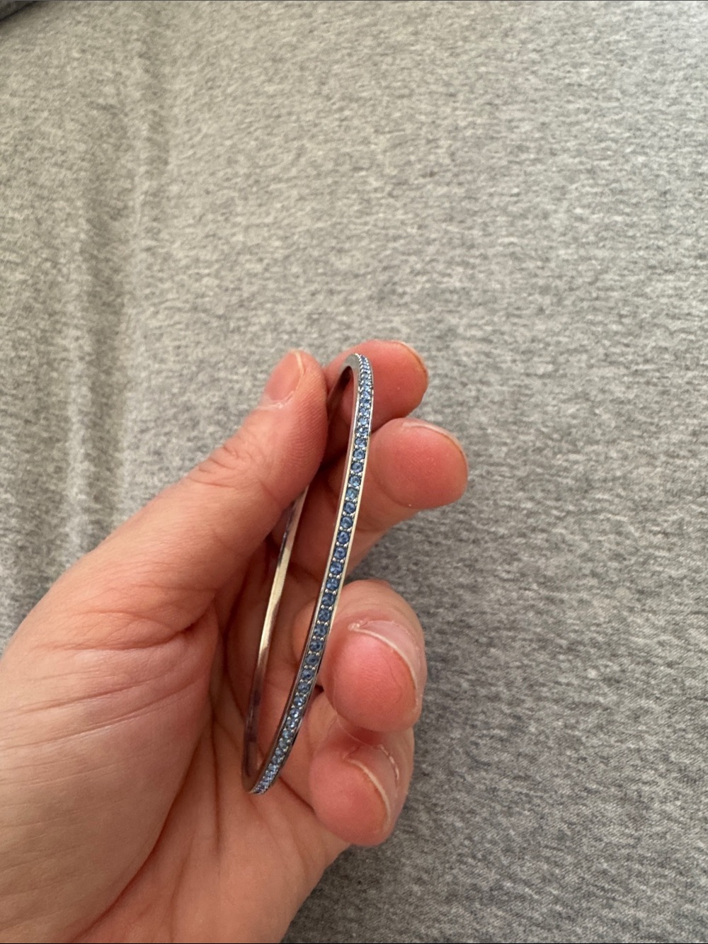 Swarovski Silver Bangle with Blue Crystals